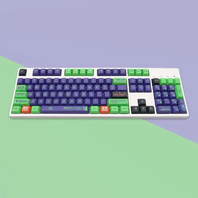 Alt view image 4 of 6 - Evangelion EVA 01 Keycaps, 140 PBT Keycaps for Mechanical Keyboard, Suitable for Cherry original Switches