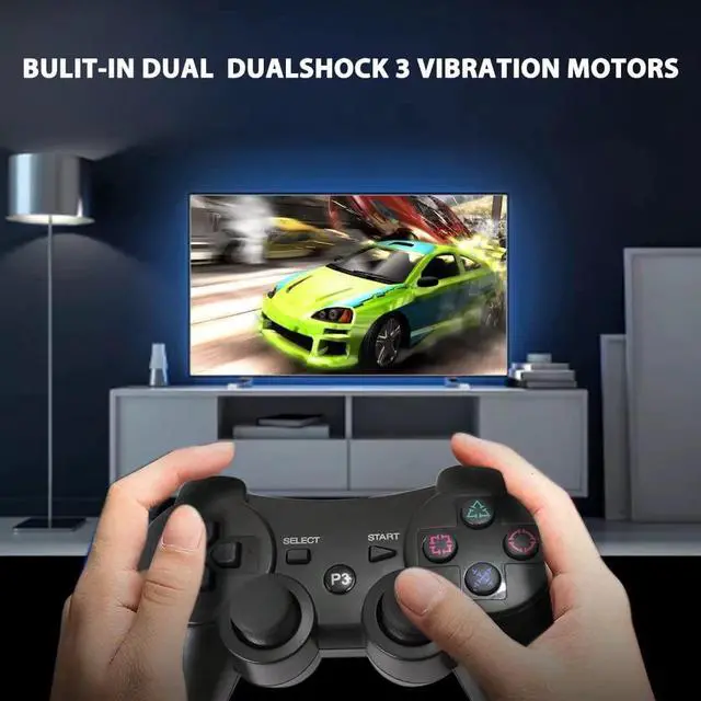 Alt view image 5 of 5 - CORN Bluetooth Wireless Controller for Playstation 3 Dual Virbration Game Joystick PS3 PS3 Slim - Black
