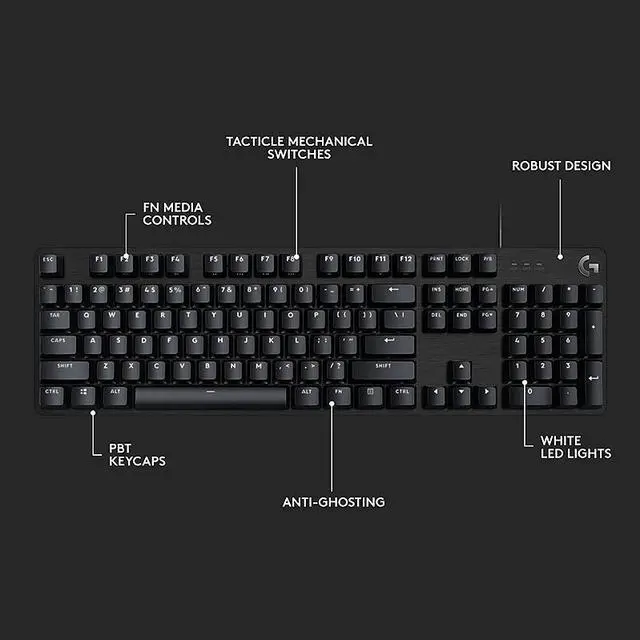 Alt view image 6 of 7 - Logitech G413 SE Full-Size Mechanical Gaming Keyboard - Backlit Keyboard with Tactile Mechanical Switches, Anti-Ghosting, Compatible with Windows, macOS - Black Aluminum