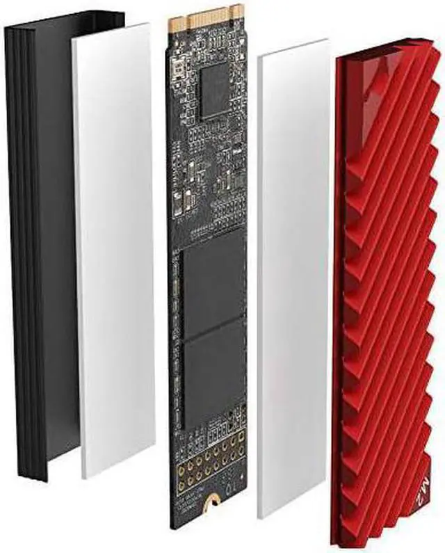 Alt view image 5 of 7 - M.2 Solid-State Hard Drive Cooler, NVME Hard Drive 2280, With Cooling Pad M.2 All-Aluminum Cooler (Red)