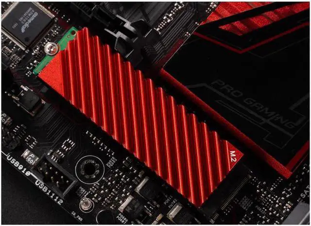 Alt view image 6 of 7 - M.2 Solid-State Hard Drive Cooler, NVME Hard Drive 2280, With Cooling Pad M.2 All-Aluminum Cooler (Red)