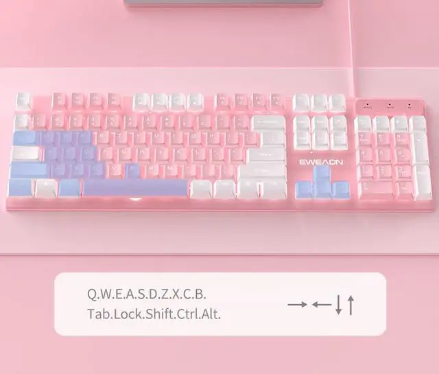 Alt view image 4 of 7 - Mechanical Feeling Gaming Keyboard for PC and Laptop, 26 Anti-ghosting Keys, White Backlit