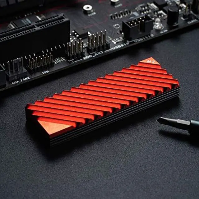 Alt view image 7 of 7 - M.2 Solid-State Hard Drive Cooler, NVME Hard Drive 2280, With Cooling Pad M.2 All-Aluminum Cooler (Red)