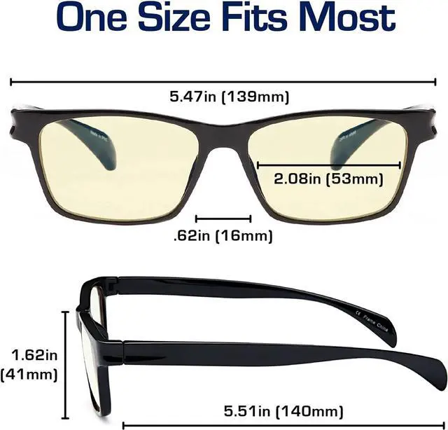 Alt view image 5 of 7 - CORN YJ-1 Computer Reading Glasses Gaming Eyewear UV Protection, Anti Blue Rays, Anti Glare and Scratch Resistant Lens - Blue Coat - Black&Blue