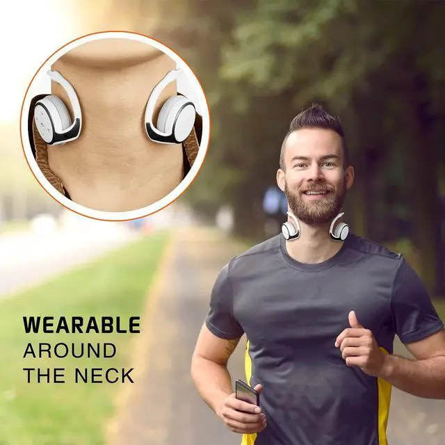 Alt view image 4 of 5 - Small Bluetooth Headphones Wrap Around Head - Sports Wireless Headset with Built-in Microphone and Crystal-Clear Sound, Foldable and Carried in The Purse, and 12-Hour Battery Life, White