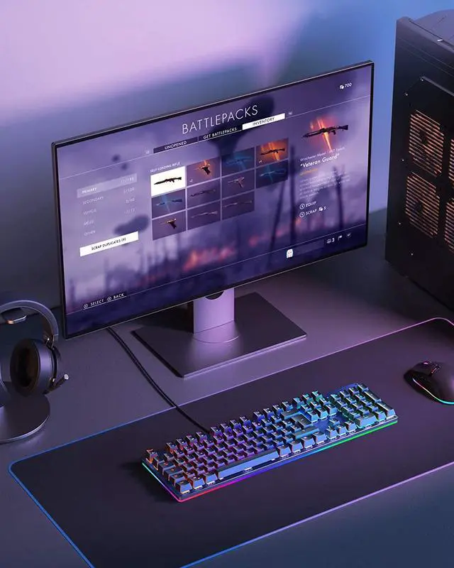 Alt view image 5 of 7 - Mechanical Keyboard RGB 104 Keys LED Backlit Wired Gaming Keyboard with Blue Switches, Customizable Key with 19 LED RGB Color Modes, 8 Levels Brightness and Speed Adjustment, Fully Programmable