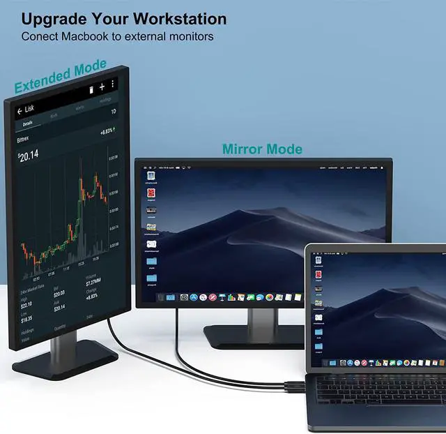 Alt view image 6 of 7 - CORN USB 3.1 6ft USB-C To DisplayPort Cable 4K 60HZ, Type-C to DP Adapter Cable