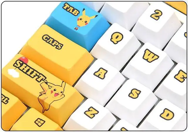Alt view image 4 of 7 - IROK FE104 cute pokemon Sky version, PBT keycap, no light,104 keys Type-C wired Mechanical keyboard-Blue,Blue Switch