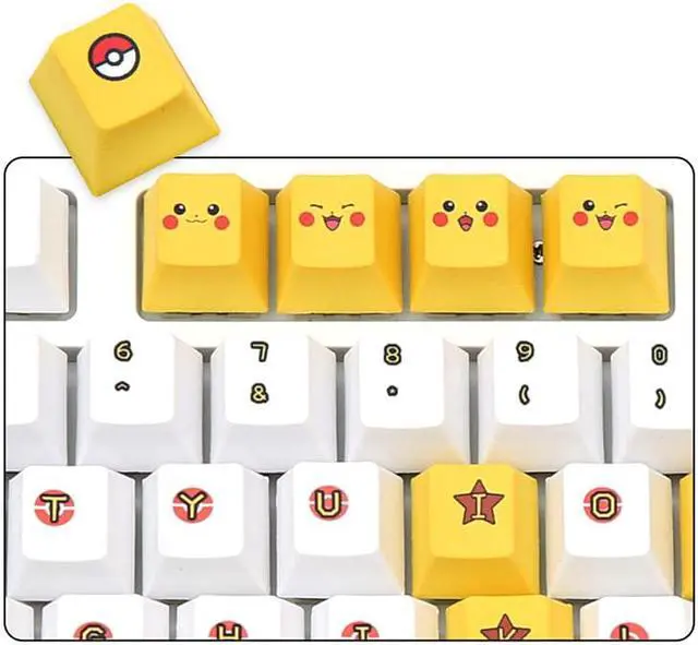Alt view image 5 of 7 - IROK FE104 cute pokemon Pikachu version, PBT keycap, no light,104 keys Type-C wired Mechanical keyboard,yellow / white,Brown Mechanical switch