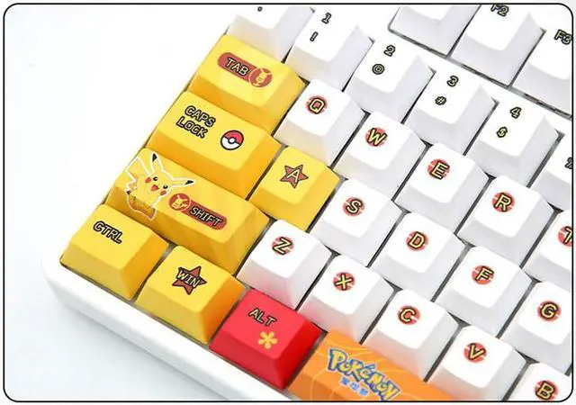Alt view image 6 of 7 - IROK FE104 cute pokemon Pikachu version, PBT keycap, no light,104 keys Type-C wired Mechanical keyboard,yellow / white,Brown Mechanical switch