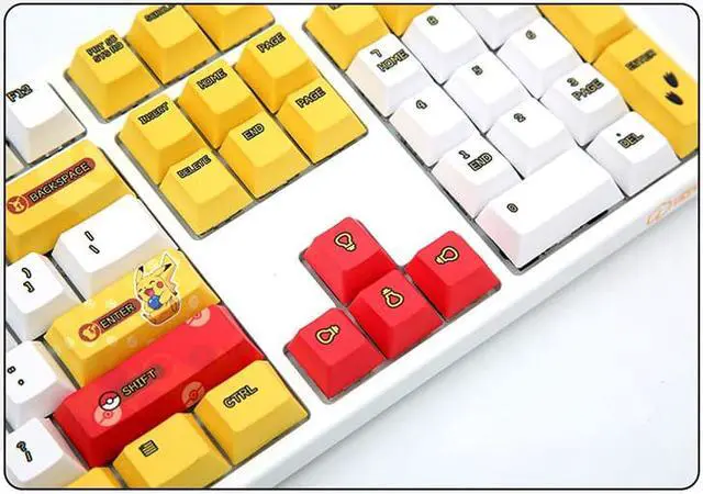 Alt view image 7 of 7 - IROK FE104 cute pokemon Pikachu version, PBT keycap, no light,104 keys Type-C wired Mechanical keyboard,yellow / white,Brown Mechanical switch