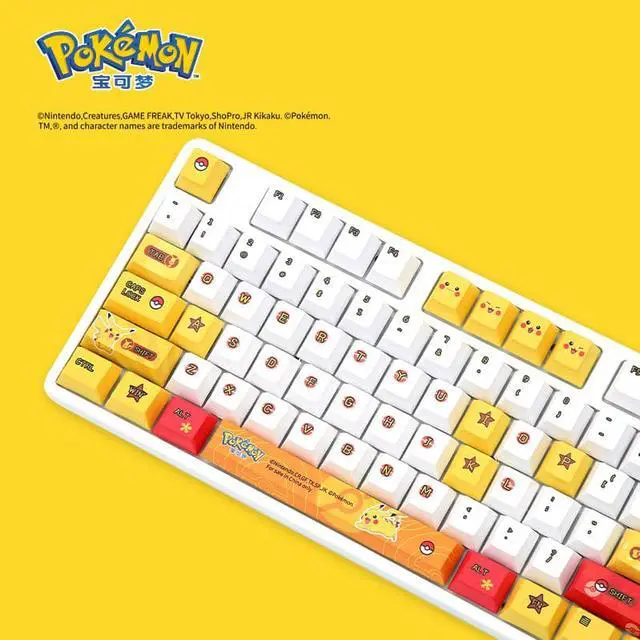 Alt view image 2 of 7 - IROK FE104 cute pokemon Pikachu version, PBT keycap, no light,104 keys Type-C wired Mechanical keyboard,yellow / white,Brown Mechanical switch