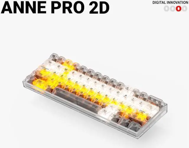 Main image of Anne Pro 2D Mechanical Gaming Keyboard 60% True RGB Backlit - Wired/ Bluetooth 5.0 Hot swappable keyswitch, PC clear keycaps, Linux Mac Full Keys Programmable (Kailh box Jellyfish linear Switch,White)