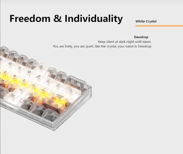 Alt view image 2 of 5 - Anne Pro 2D Mechanical Gaming Keyboard 60% True RGB Backlit - Wired/ Bluetooth 5.0 Hot swappable keyswitch, PC clear keycaps, Linux Mac Full Keys Programmable ( BOX Jellyfish Part switch,White)