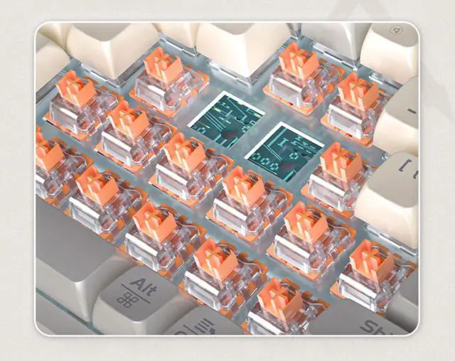 Alt view image 6 of 7 - Langtu GK102 Cream Type-C Wired Gaming Keyboard,Gold Switches Mechanical Keyboard, ABS Keycaps,19 Rainbow LED Backlight Effects,Full Anti-Ghosting (102Keys, Grey White)