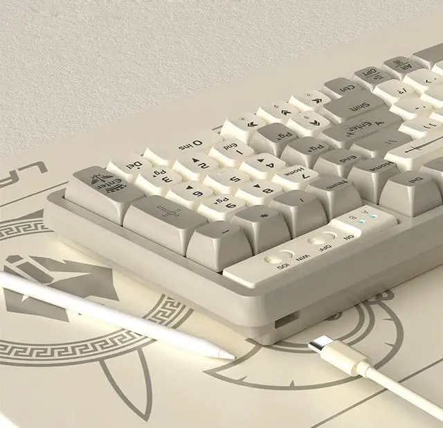 Alt view image 3 of 7 - Langtu GK102 Cream Type-C Wired Gaming Keyboard,Gold Switches Mechanical Keyboard, ABS Keycaps,19 Rainbow LED Backlight Effects,Full Anti-Ghosting (102Keys, Grey White)