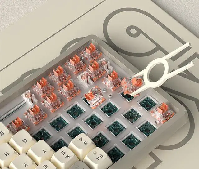 Alt view image 7 of 7 - Langtu GK102 Cream Type-C Wired Gaming Keyboard,Gold Switches Mechanical Keyboard, ABS Keycaps,19 Rainbow LED Backlight Effects,Full Anti-Ghosting (102Keys, Grey White)