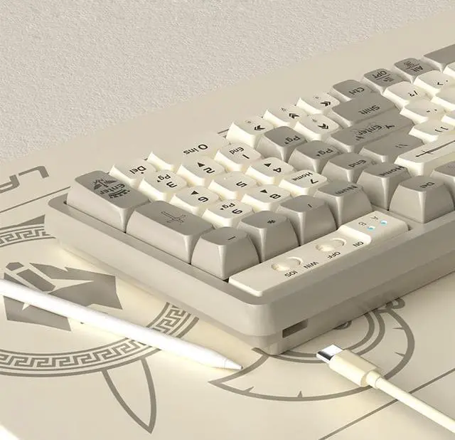 Alt view image 3 of 7 - Langtu GK102 Cream Type-C Wired Gaming Keyboard,Silver Switches Mechanical Keyboard, ABS Keycaps,19 Rainbow LED Backlight Effects,Full Anti-Ghosting (102Keys, Grey White)