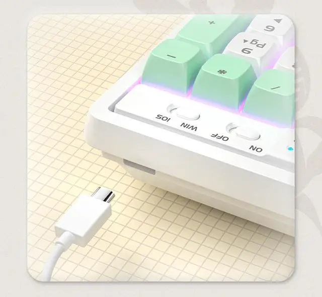 Alt view image 2 of 5 - Langtu GK102 Type-C Wired Gaming Keyboard,Red Switches Mechanical Keyboard, ABS Keycaps,19 Rainbow LED Backlight Effects,Full Anti-Ghosting (102Keys, Green White)