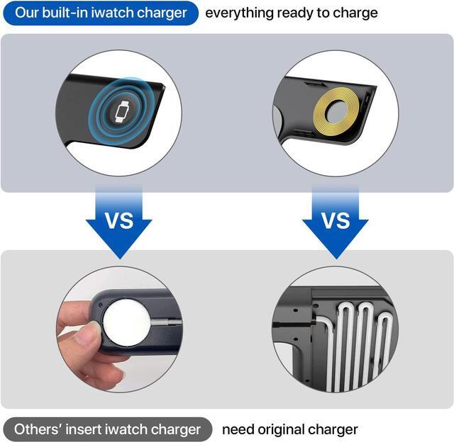 Alt view image 4 of 7 - Wireless Charger, Corn 3 in 1 Wireless Charging Station, Fast Wireless Charger Stand for iPhone 14/13/12/11/Pro/Max/XS/XR/X/8/Plus, for Apple Watch 7/6/5/4/3/2/SE, for AirPods 3/2/Pro(Black)