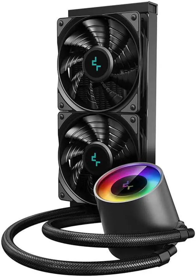 Alt view image 2 of 4 - DEEPCOOL Castle 240 V2+, ceramic shaft, dynamic Balance Pressure Relief Cooling Radiator CPU Cooler Intel 1700 AMD AM5 AM4 Compatible, Black