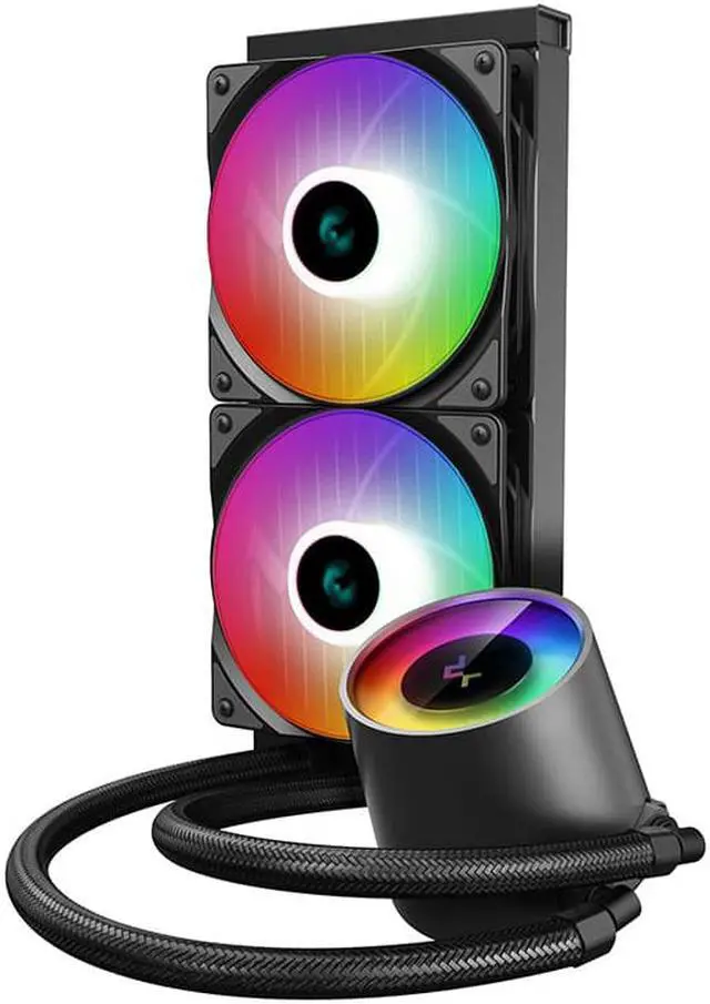 Alt view image 3 of 4 - DEEPCOOL Castle 240 V2+, RGB LED,ceramic shaft, dynamic Balance Pressure Relief Cooling Radiator CPU Cooler Intel 1700 AMD AM5 AM4 Compatible, Black