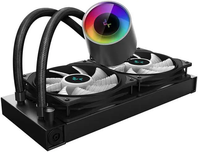 Alt view image 2 of 4 - DEEPCOOL Castle 240 V2+, RGB LED,ceramic shaft, dynamic Balance Pressure Relief Cooling Radiator CPU Cooler Intel 1700 AMD AM5 AM4 Compatible, Black
