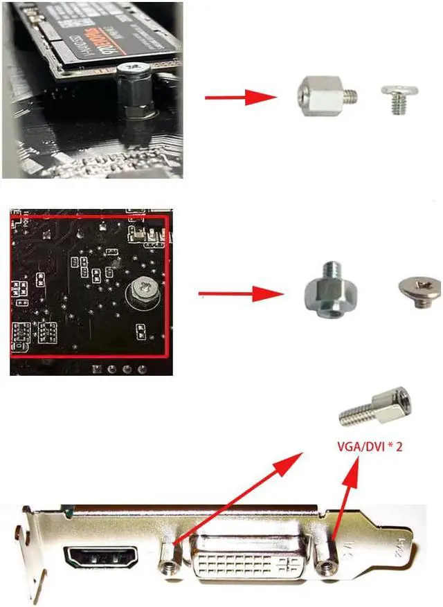 Alt view image 4 of 4 - M.2 Screw Kit, NVMe Screw m.2 SSD Desktop/Laptop M.2 Mounting Kit for ASUS Motherboard, Screws for VGA/DVI Video Card