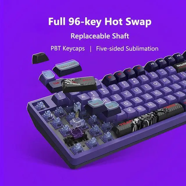 Alt view image 4 of 7 - Corn ZERO RGB Mechanical Keyboard Transformers Megatron Co-branded Three-mode Bluetooth 2.4G Wireless Wired Gaming Keyboard Full-Key Hot-swappable Five-sided Sublimation PBT Keycaps