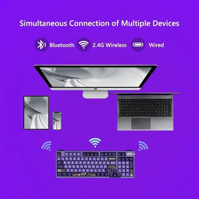 Alt view image 6 of 7 - Corn ZERO RGB Mechanical Keyboard Transformers Megatron Co-branded Three-mode Bluetooth 2.4G Wireless Wired Gaming Keyboard Full-Key Hot-swappable Five-sided Sublimation PBT Keycaps