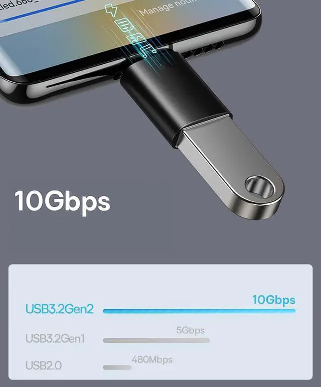 Alt view image 3 of 5 - USB C to USB 3.2 Gen2 Adapter, Type C to USB A Data Transfer 10Gbps, Fast Charging/transmission Compatible with USB C Macbook, iPad, Android,PC(2 pack) Blue