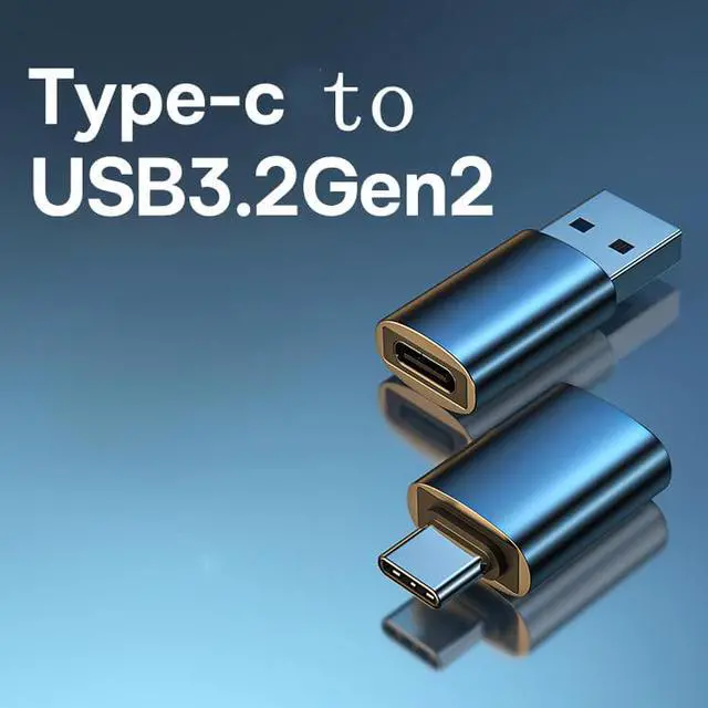 Alt view image 2 of 5 - USB C to USB 3.2 Gen2 Adapter, Type C to USB A Data Transfer 10Gbps, Fast Charging/transmission Compatible with USB C Macbook, iPad, Android,PC(2 pack) Blue