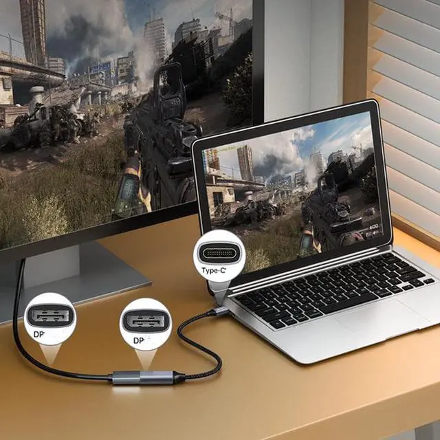 Alt view image 3 of 5 - CORN USB C to DisplayPort 1.4 8K Adapter  Thunderbolt 3 to DP 8K@60HZ Adapter for Notebook Tablet Phone iPad Pro, 2021 MacBook Pro, M1 Mac Mini, Dell XPS