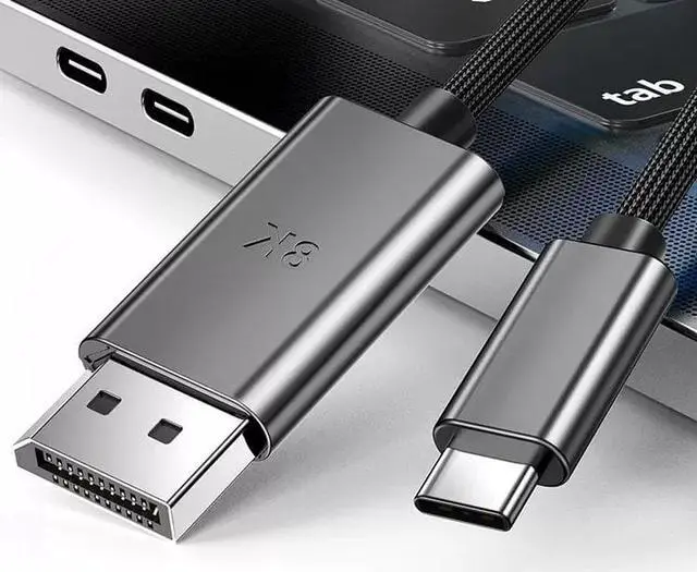 Alt view image 2 of 3 - CORN USB C to DisplayPort 1.4  two-way 8K/4K Adapter Thunderbolt 3/4 to DP 144HZ Adapter for Notebook Tablet Phone iPad Pro, 2021 MacBook Pro, Dell XPS,1.8m