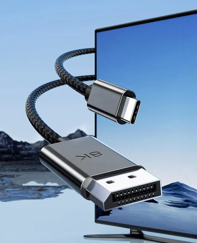 Alt view image 3 of 3 - CORN USB C to DisplayPort 1.4  two-way 8K/4K Adapter Thunderbolt 3/4 to DP 144HZ Adapter for Notebook Tablet Phone iPad Pro, 2021 MacBook Pro, Dell XPS,1.8m