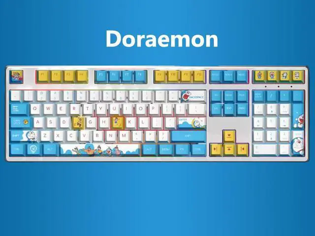Main image of Corn Tri-Band RGB Wireless Bluetooth Wired 108 key Customized Mechanical Keyboard Doraemon Cartoon Animation Co-branding Theme PBT keycaps Anti-Ghosting Gaming Keyboard Black Switch