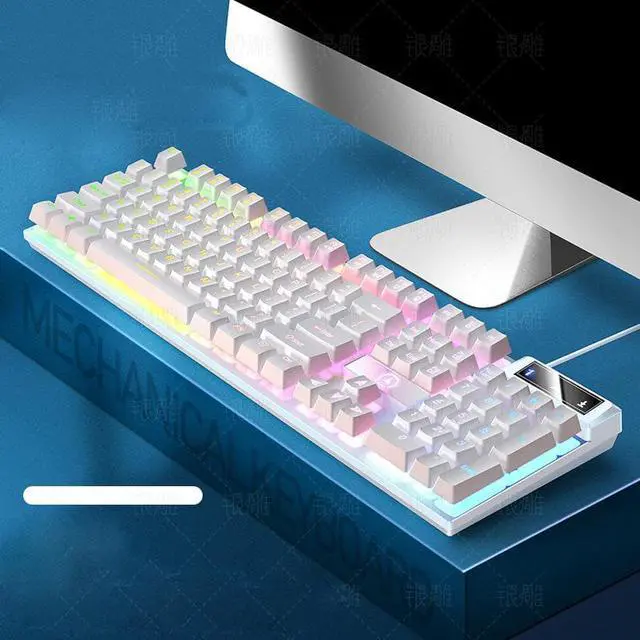 Main image of Corn 500 Wired Mechanical Gaming Keyboard, Hybrid Mem-chanical Switches, RGB LED Backlight Effects, 104 Keys-White