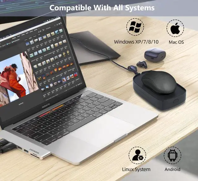 Alt view image 7 of 7 - Mouse Jiggler USB Mouse Mover with Switch Button, Automatic Mini Mouse Shaker with 3 Jiggle Modes, Mouse Simulator, Driver-Free, Plug & Play, Keep Computer/Laptop Awake, Black