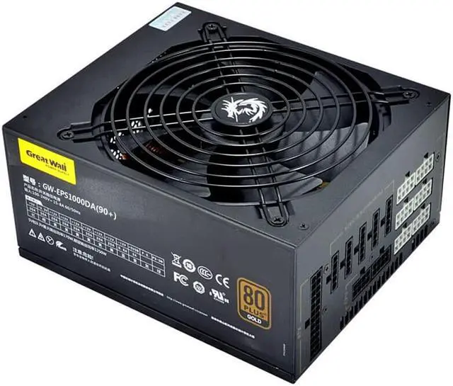 Alt view image 2 of 5 - Great Wall GW1000 80 Plus Gold Fully Modular 1000W Power Supply, 140mm Ball Bearings Fan,The Air Volume Is Large And Mute, 150mm ATX Power - Black