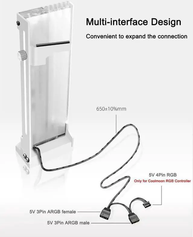 Alt view image 4 of 7 - CORN Coolmoon GPU Graphics Card Bracket Vertical 5V 3Pin ARGB Sync Colorful Video Card Holder VGA Support Chassis PC Accessories - White