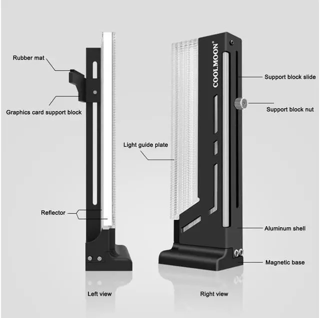 Alt view image 6 of 7 - CORN Coolmoon GPU Graphics Card Bracket Vertical 5V 3Pin ARGB Sync Colorful Video Card Holder VGA Support Chassis PC Accessories - White