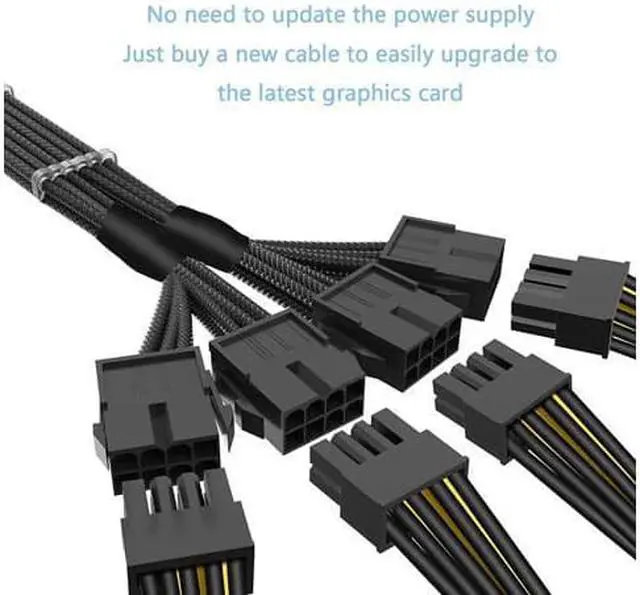 Alt view image 5 of 6 - CORN  RTX 4090 4080 4070TI 16Pin(12+4) to 4x8Pin PCI-E 5.0 Sleeved Extension Cable,12Pin to 4x8Pin Compatible 4090 4080 4070TI Series and RTX3090ti,14inch with Cable Combs 16AWG
