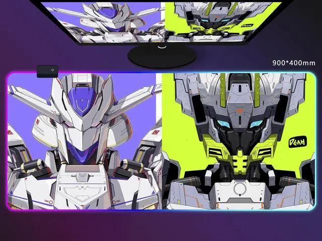 Main image of Corn Extended Large Mouse Pad GunDam RGB Gaming Mice Mat Anti-Slip Natural Rubber Base for Home Office Work 35.4*15.7*0.16 inch