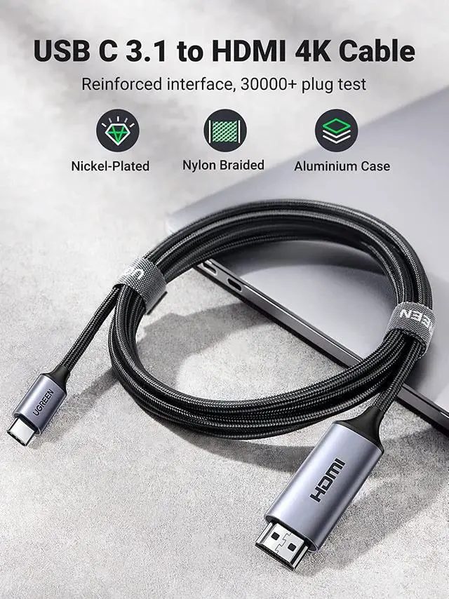 Alt view image 3 of 5 - UGREEN USB C to HDMI Cable for Home Office 5FT, Type C to HDMI Cable 4K@60Hz, Compatible with MacBook Pro 2022, MacBook Air,iPad Pro M2, Surface Book 2, Galaxy S22 and More