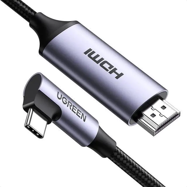 Alt view image 6 of 6 - UGREEN 4K 60Hz USB C to HDMI Cable Right Angle 4K USB Type C HDMI Adapter Cable to Connect Laptop to Monitor Thunderbolt 3 Compatible for iPad Mini 6, MacBook Pro, Samsung Note 9 S10 S9 S8 Plus 5FT