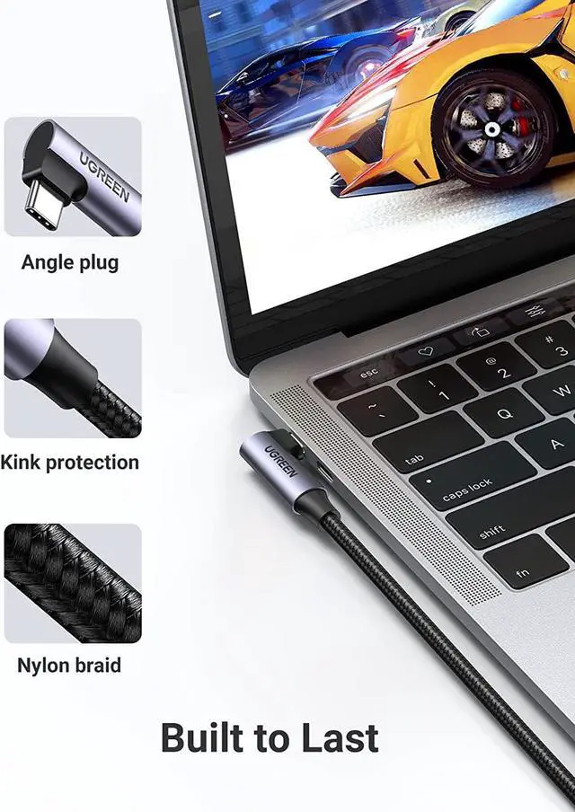 Alt view image 3 of 6 - UGREEN 4K 60Hz USB C to HDMI Cable Right Angle 4K USB Type C HDMI Adapter Cable to Connect Laptop to Monitor Thunderbolt 3 Compatible for iPad Mini 6, MacBook Pro, Samsung Note 9 S10 S9 S8 Plus 5FT
