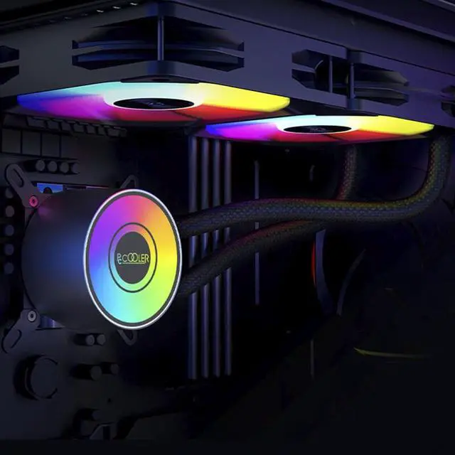 Alt view image 3 of 4 - PCCOOLER Billow 240 PRO 5V ARGB Black CPU Water Cooling Radiator, upgrade metal paint glass cover, PWM intelligent temperature control, Support LGA 20XX,1366,1200,1700,115x, AM5, AM4