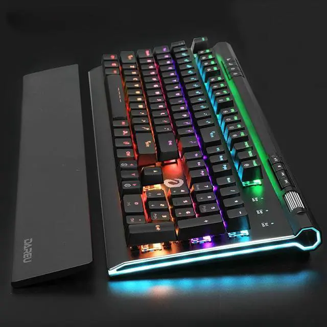 Alt view image 4 of 7 - EK812 PC Gaming Keyboards ABS keycaps LED lights Metal Material-Black,Red Switch