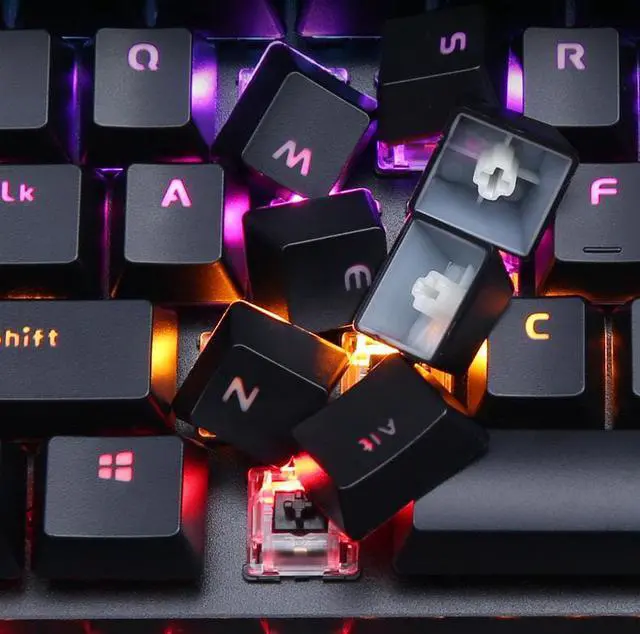 Alt view image 3 of 7 - EK812 PC Gaming Keyboards ABS keycaps LED lights Metal Material-Black,Red Switch