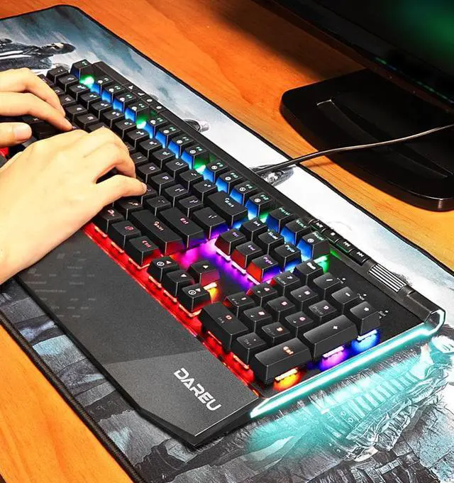 Alt view image 2 of 7 - EK812 PC Gaming Keyboards ABS keycaps LED lights Metal Material-Black,Red Switch